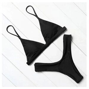 OMKAGI Black Triangle Bikini Set Minimal Swimwear – Size S – New